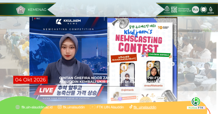 QINTAN GHEFIRA NOOR ZAHIYYAH, MAHASISWA PBI FTK UIN ALAUDDIN KEMBALI UKIR PRESTASI DI AJANG BAHASA KOREA