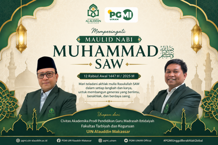 Civitas Akademika PGMI UIN Alauddin Makassar Sampaikan Ucapan Selamat Memperingati Maulid Nabi Muhammad SAW
