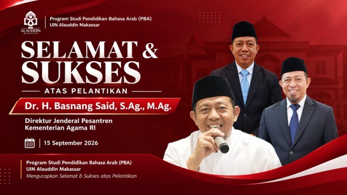 Alumni PBA IAIN Alauddin Angkatan 1993 Dilantik sebagai Dirjen Pesantren Pertama Kemenag RI